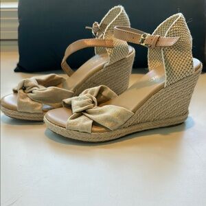 Nine West Cream Espadrille Wedges with Ankle Strap